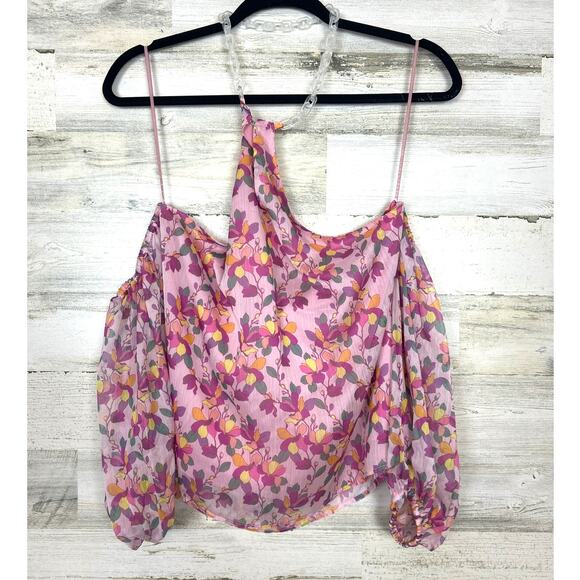 Amanda Uprichard womens medium Lorelei floral boho sheer summer blouse top new - Picture 4 of 8